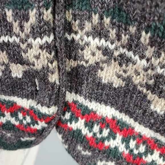 Vintage  90s Y2K Fairisle Grampa Wool Vest Size Medium Gray Red Apres Ski - Picture 4 of 13